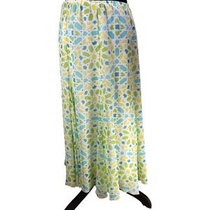 Women Size 8 Maxi Skirt Geometric Print Elastic Waist Lightweight spring garden